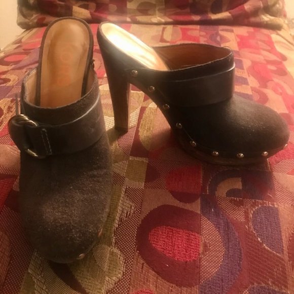 Michael Kors Brown Suede High Heel Platform Clog - Picture 3 of 7